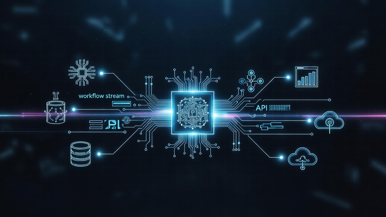 Agentic AI seamlessly integrating with enterprise systems, including RPA for legacy automation